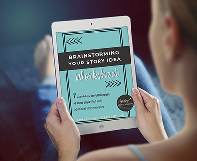 "Brainstorming Your Story Idea Worksheet" 7 easy fill-in-the-blank pages, + 2 bonus pages filled with additional story examples.