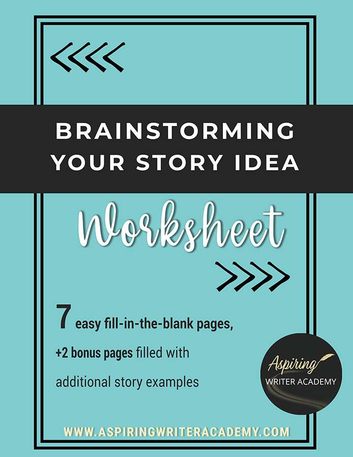 "Brainstorming Your Story Idea Worksheet" 7 easy fill-in-the-blank pages, + 2 bonus pages filled with additional story examples.