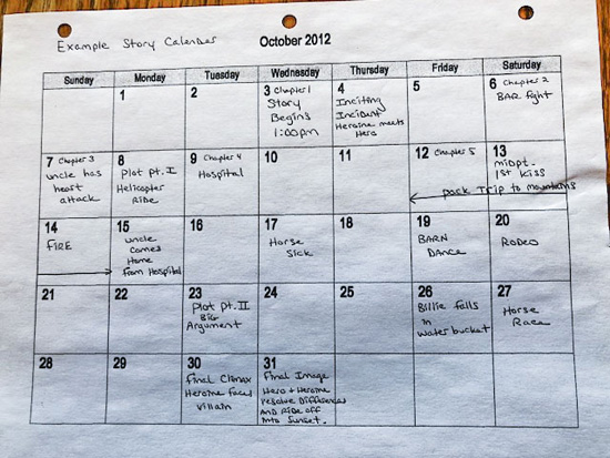 Have you ever read a story where the timeline didn’t make sense? When writing a fictional story, using a ‘story calendar’ will help you keep track of time between each of your scenes to avoid confusion and keep your story believable and accurate. You can either hand-sketch a calendar, download a free online calendar, or buy a day planner like you would use to keep track of your own life. Except, you would be using it to track the characters and events in your story.