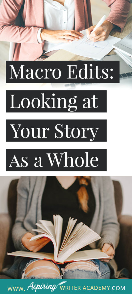 After you have finished writing the first full draft of your novel, you may want to set it aside for a few weeks before going straight into edits to give your brain time to refresh. Giving yourself time to distance from the story allows you to come back to it with a different perspective. This is exactly what you will need for the first round of revision—macro edits. #Writing #writingfiction #WritingTips #Writer #WritersLife #WritingAdvice #writingtip #writingtips #GetPublished