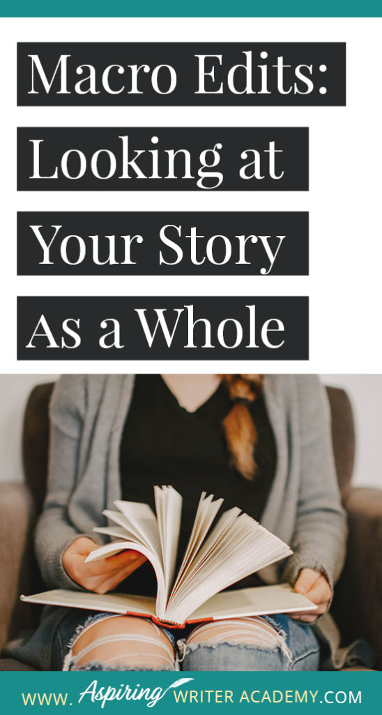 After you have finished writing the first full draft of your novel, you may want to set it aside for a few weeks before going straight into edits to give your brain time to refresh. Giving yourself time to distance from the story allows you to come back to it with a different perspective. This is exactly what you will need for the first round of revision—macro edits. #Writing #writingfiction #WritingTips #Writer #WritersLife #WritingAdvice #writingtip #writingtips #GetPublished