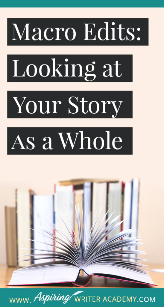 After you have finished writing the first full draft of your novel, you may want to set it aside for a few weeks before going straight into edits to give your brain time to refresh. Giving yourself time to distance from the story allows you to come back to it with a different perspective. This is exactly what you will need for the first round of revision—macro edits. #Writing #writingfiction #WritingTips #Writer #WritersLife #WritingAdvice #writingtip #writingtips #GetPublished