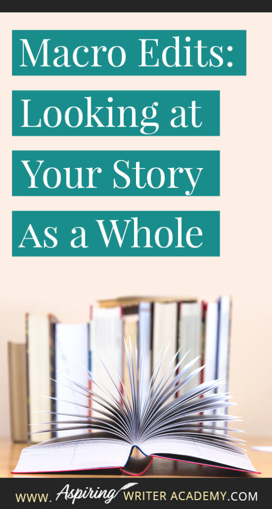 After you have finished writing the first full draft of your novel, you may want to set it aside for a few weeks before going straight into edits to give your brain time to refresh. Giving yourself time to distance from the story allows you to come back to it with a different perspective. This is exactly what you will need for the first round of revision—macro edits. #Writing #writingfiction #WritingTips #Writer #WritersLife #WritingAdvice #writingtip #writingtips #GetPublished