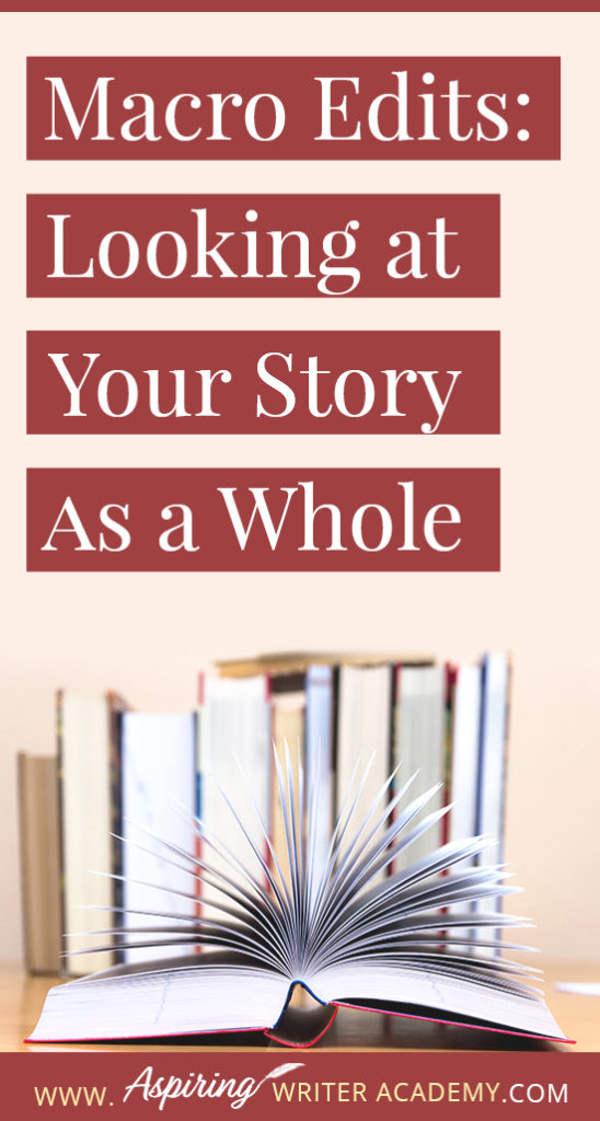 After you have finished writing the first full draft of your novel, you may want to set it aside for a few weeks before going straight into edits to give your brain time to refresh. Giving yourself time to distance from the story allows you to come back to it with a different perspective. This is exactly what you will need for the first round of revision—macro edits. #Writing #writingfiction #WritingTips #Writer #WritersLife #WritingAdvice #writingtip #writingtips #GetPublished