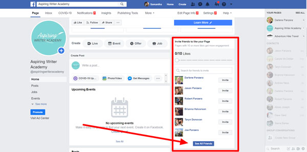 Invite Your Friends and Family The final step is to invite your friends and family to Like your new Business Author Facebook Page.