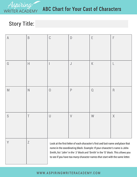 ABC Chart For Your Cast of Characters Free Downloadable Template