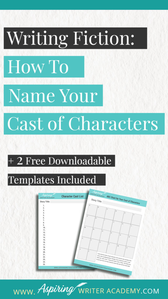 Choosing names for the characters in your fictional story can be done at random, like drawing names out of a hat, or purposely planned out to add greater depth and meaning to the tale you desire to tell. Whichever method you choose, you may want to consider using our top 5 suggestions for Fiction Writing: How to Name Your Cast of Characters to make each name recognizable, distinguished, and easy to remember for both you and your readers.
