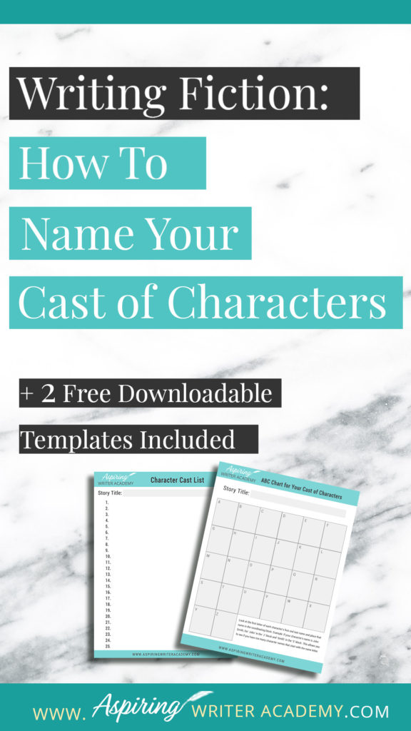 Choosing names for the characters in your fictional story can be done at random, like drawing names out of a hat, or purposely planned out to add greater depth and meaning to the tale you desire to tell. Whichever method you choose, you may want to consider using our top 5 suggestions for Fiction Writing: How to Name Your Cast of Characters to make each name recognizable, distinguished, and easy to remember for both you and your readers.