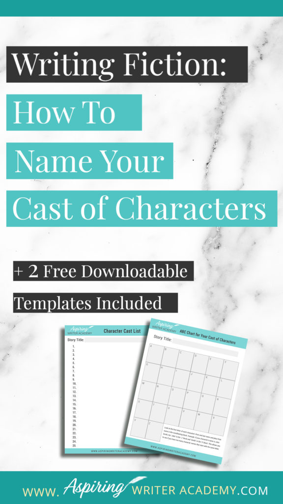 Choosing names for the characters in your fictional story can be done at random, like drawing names out of a hat, or purposely planned out to add greater depth and meaning to the tale you desire to tell. Whichever method you choose, you may want to consider using our top 5 suggestions for Fiction Writing: How to Name Your Cast of Characters to make each name recognizable, distinguished, and easy to remember for both you and your readers.