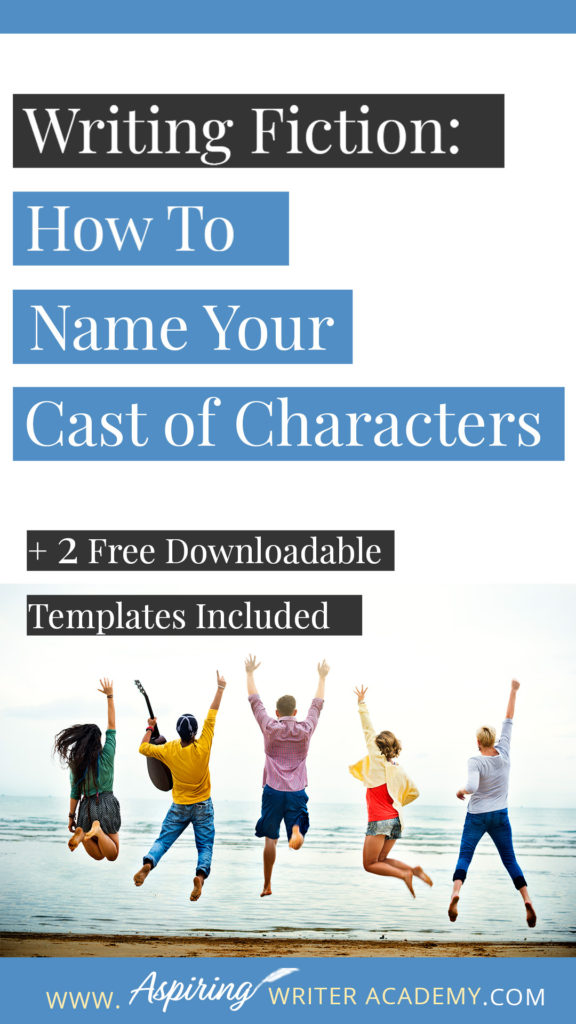 Choosing names for the characters in your fictional story can be done at random, like drawing names out of a hat, or purposely planned out to add greater depth and meaning to the tale you desire to tell. Whichever method you choose, you may want to consider using our top 5 suggestions for Fiction Writing: How to Name Your Cast of Characters to make each name recognizable, distinguished, and easy to remember for both you and your readers.