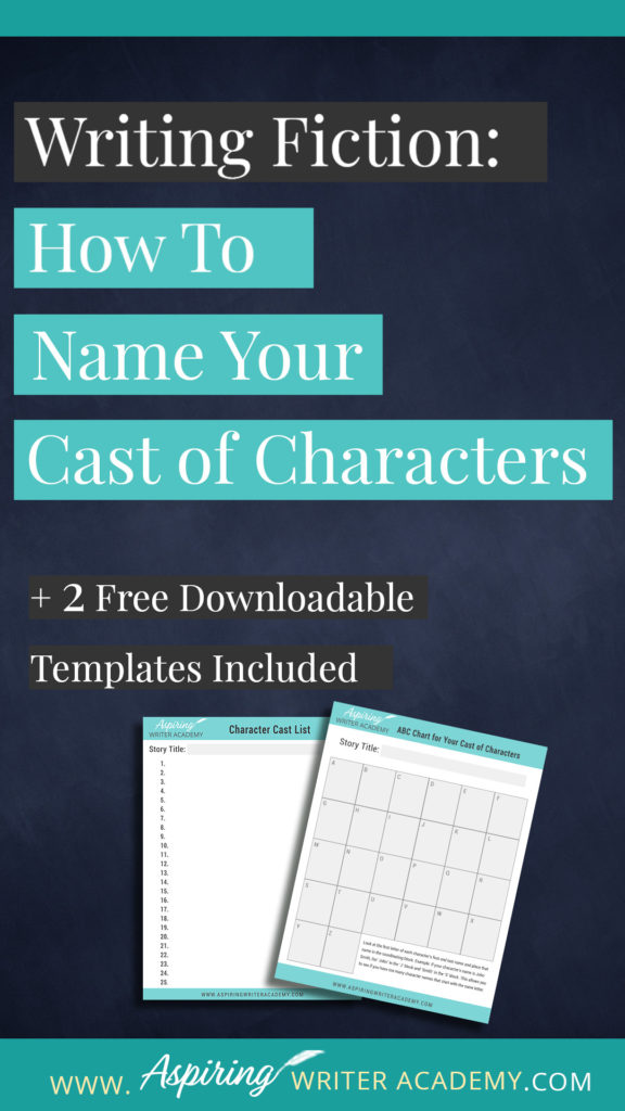 Choosing names for the characters in your fictional story can be done at random, like drawing names out of a hat, or purposely planned out to add greater depth and meaning to the tale you desire to tell. Whichever method you choose, you may want to consider using our top 5 suggestions for Fiction Writing: How to Name Your Cast of Characters to make each name recognizable, distinguished, and easy to remember for both you and your readers.