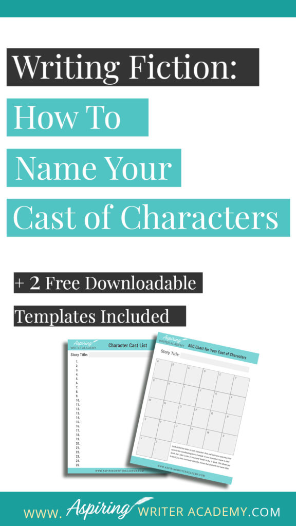 Choosing names for the characters in your fictional story can be done at random, like drawing names out of a hat, or purposely planned out to add greater depth and meaning to the tale you desire to tell. Whichever method you choose, you may want to consider using our top 5 suggestions for Fiction Writing: How to Name Your Cast of Characters to make each name recognizable, distinguished, and easy to remember for both you and your readers.