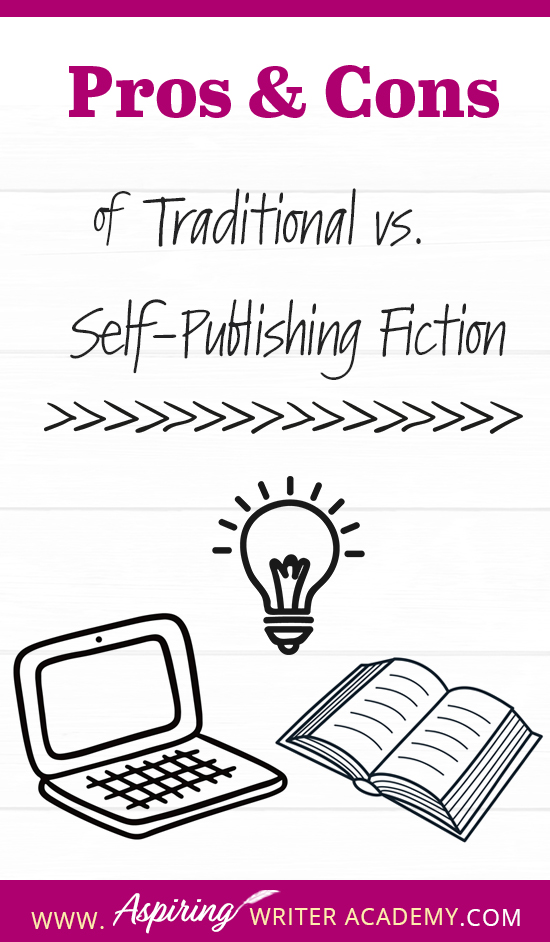 If you are an aspiring writer, you may be wondering whether you should self-publish or try to have your book published by a traditional publisher. What are the benefits? The cost? How hard is it to do? Do you need an agent? How much time is involved? What resources do you need or what skills do you need to know? In our post, Pros and Cons of Self-Publishing Fiction, we give you some of the advantages and disadvantages to help you decide which path is right for you.