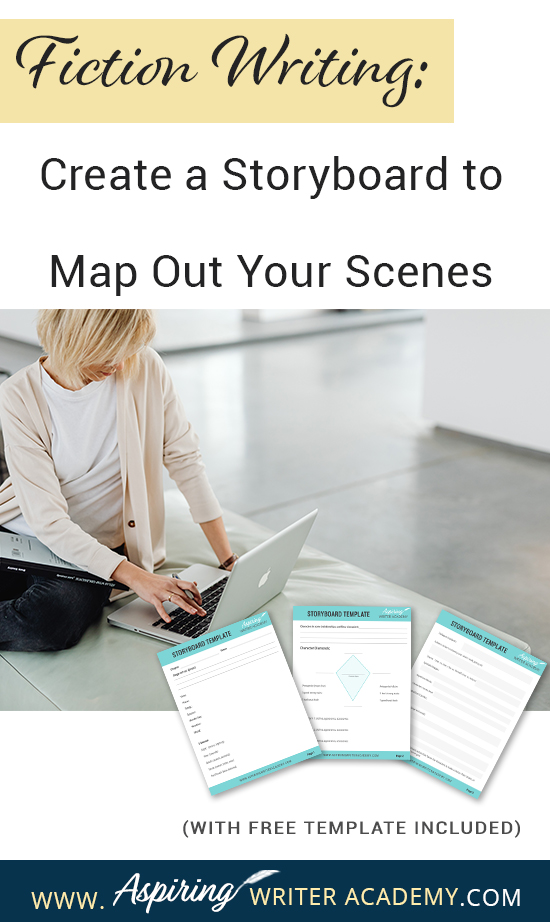 What is the first step to writing a scene? While some writers just wait to see what comes to mind, it is helpful for most writers to have a plan. Figuring out the scene details and objectives on a “Storyboard” beforehand allows you to write your scenes with ease. If you are unsure how to craft a vibrant, compelling, purpose-filled scene, follow along as we help you with the framework in our post, Fiction Writing: Create a Storyboard to Map Out Your Scenes, with our Free Template.