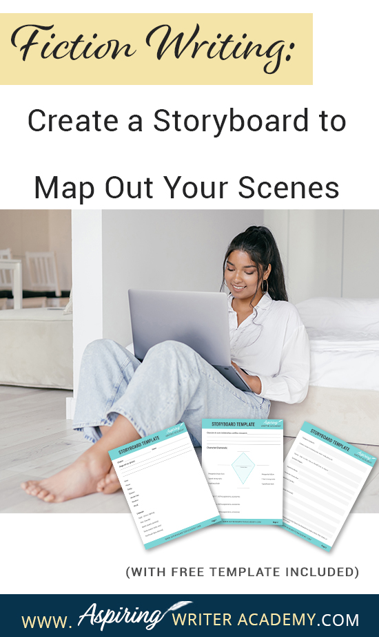 What is the first step to writing a scene? While some writers just wait to see what comes to mind, it is helpful for most writers to have a plan. Figuring out the scene details and objectives on a “Storyboard” beforehand allows you to write your scenes with ease. If you are unsure how to craft a vibrant, compelling, purpose-filled scene, follow along as we help you with the framework in our post, Fiction Writing: Create a Storyboard to Map Out Your Scenes, with our Free Template.