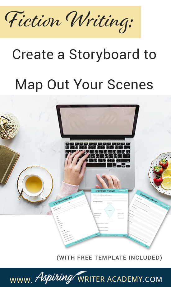 What is the first step to writing a scene? While some writers just wait to see what comes to mind, it is helpful for most writers to have a plan. Figuring out the scene details and objectives on a “Storyboard” beforehand allows you to write your scenes with ease. If you are unsure how to craft a vibrant, compelling, purpose-filled scene, follow along as we help you with the framework in our post, Fiction Writing: Create a Storyboard to Map Out Your Scenes, with our Free Template.