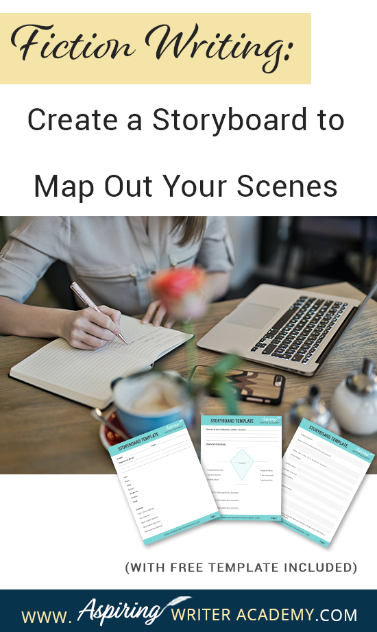 What is the first step to writing a scene? While some writers just wait to see what comes to mind, it is helpful for most writers to have a plan. Figuring out the scene details and objectives on a “Storyboard” beforehand allows you to write your scenes with ease. If you are unsure how to craft a vibrant, compelling, purpose-filled scene, follow along as we help you with the framework in our post, Fiction Writing: Create a Storyboard to Map Out Your Scenes, with our Free Template.