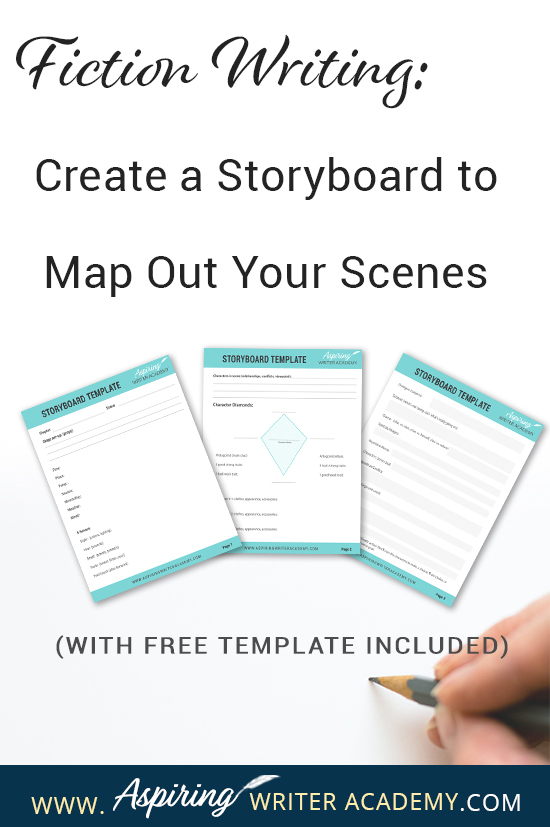 What is the first step to writing a scene? While some writers just wait to see what comes to mind, it is helpful for most writers to have a plan. Figuring out the scene details and objectives on a “Storyboard” beforehand allows you to write your scenes with ease. If you are unsure how to craft a vibrant, compelling, purpose-filled scene, follow along as we help you with the framework in our post, Fiction Writing: Create a Storyboard to Map Out Your Scenes, with our Free Template.