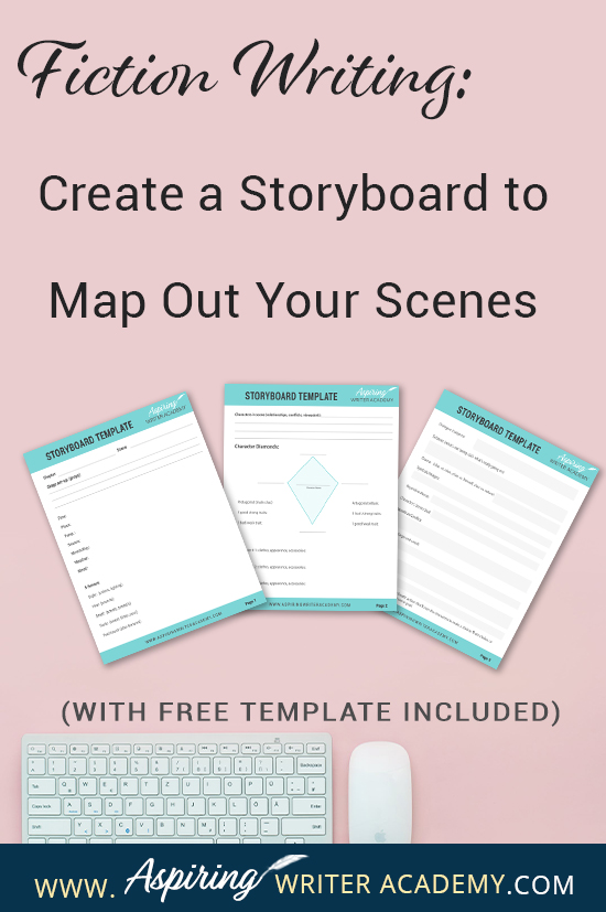 What is the first step to writing a scene? While some writers just wait to see what comes to mind, it is helpful for most writers to have a plan. Figuring out the scene details and objectives on a “Storyboard” beforehand allows you to write your scenes with ease. If you are unsure how to craft a vibrant, compelling, purpose-filled scene, follow along as we help you with the framework in our post, Fiction Writing: Create a Storyboard to Map Out Your Scenes, with our Free Template.