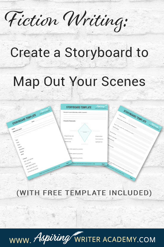 What is the first step to writing a scene? While some writers just wait to see what comes to mind, it is helpful for most writers to have a plan. Figuring out the scene details and objectives on a “Storyboard” beforehand allows you to write your scenes with ease. If you are unsure how to craft a vibrant, compelling, purpose-filled scene, follow along as we help you with the framework in our post, Fiction Writing: Create a Storyboard to Map Out Your Scenes, with our Free Template.