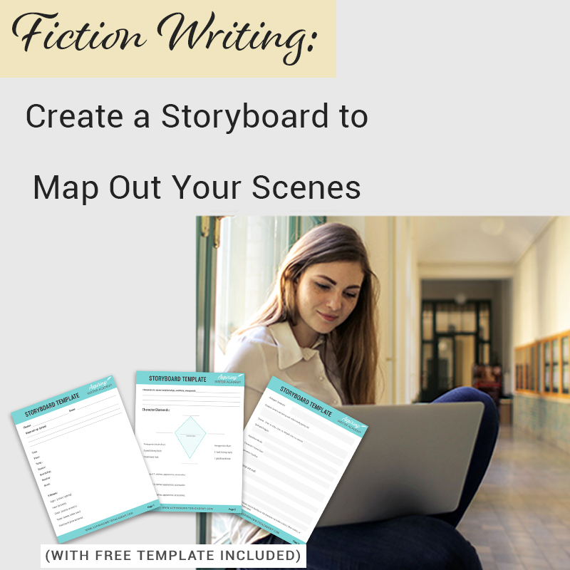 What is the first step to writing a scene? While some writers just wait to see what comes to mind, it is helpful for most writers to have a plan. Figuring out the scene details and objectives on a “Storyboard” beforehand allows you to write your scenes with ease. If you are unsure how to craft a vibrant, compelling, purpose-filled scene, follow along as we help you with the framework in our post, Fiction Writing: Create a Storyboard to Map Out Your Scenes, with our Free Template.
