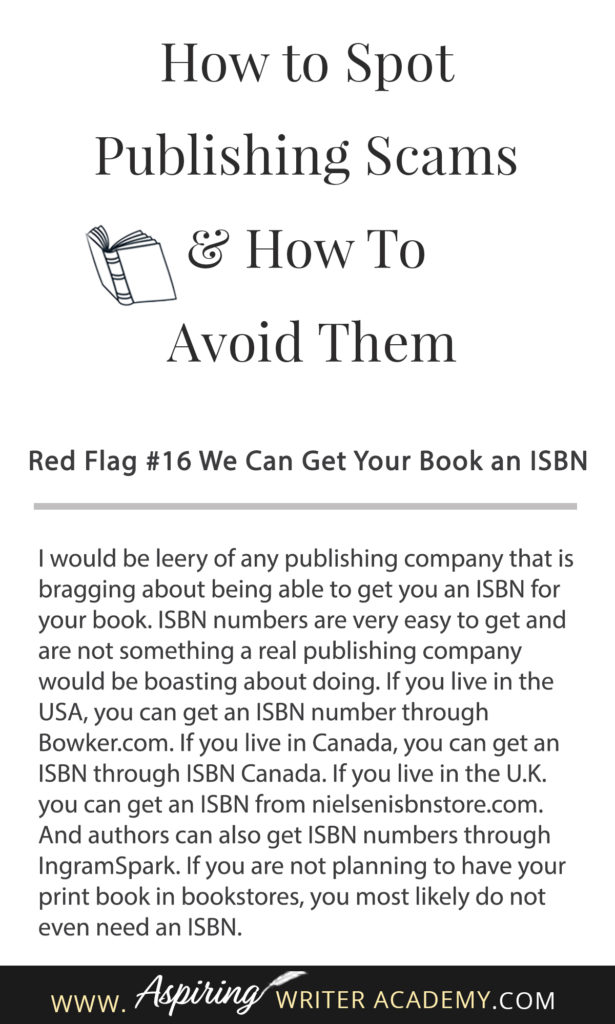 Learning how to navigate the publishing world is hard enough. Then there are the vanity press businesses that pose as publishers, predatory publishing companies, fake literary agents, and other publishing scams running rampant across the internet. Our post, How to Spot Publishing Scams & How To Avoid Them, shows some of the red flags to look out for and ways to avoid falling into the traps these scammers set to ensnare new authors.