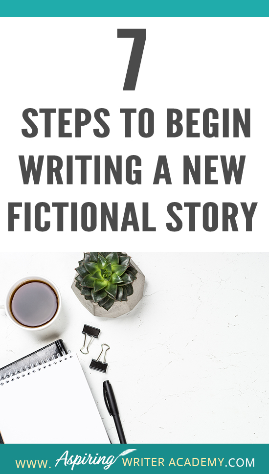 Are you interested in writing a fictional story but do not know where to begin? Do you start with characters, setting, research, or a plot? How do you create deadlines or calculate wordcount? How do you break an idea down into chapters and scenes? How do you set up a working manuscript? Do you wish you could see how a published author prepares to write a new book? Follow along as we discuss the 7 Steps to Begin Writing a New Fictional Story so you can start writing your own story with ease.