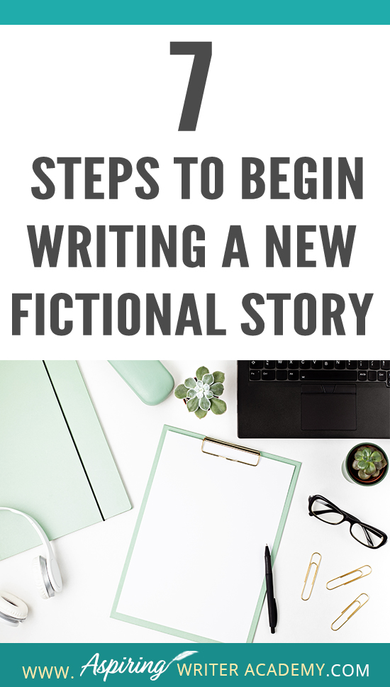 Are you interested in writing a fictional story but do not know where to begin? Do you start with characters, setting, research, or a plot? How do you create deadlines or calculate wordcount? How do you break an idea down into chapters and scenes? How do you set up a working manuscript? Do you wish you could see how a published author prepares to write a new book? Follow along as we discuss the 7 Steps to Begin Writing a New Fictional Story so you can start writing your own story with ease.