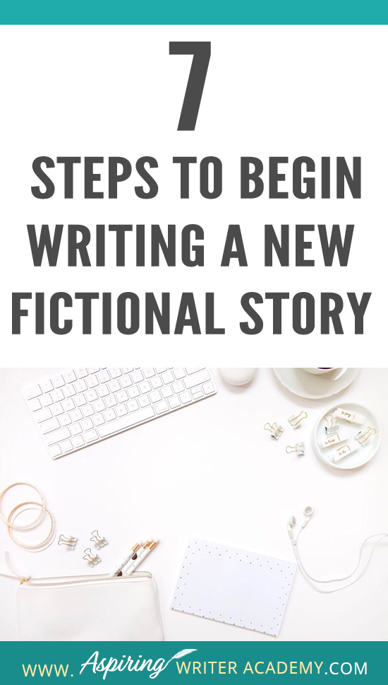 Are you interested in writing a fictional story but do not know where to begin? Do you start with characters, setting, research, or a plot? How do you create deadlines or calculate wordcount? How do you break an idea down into chapters and scenes? How do you set up a working manuscript? Do you wish you could see how a published author prepares to write a new book? Follow along as we discuss the 7 Steps to Begin Writing a New Fictional Story so you can start writing your own story with ease.