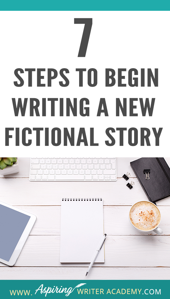 Are you interested in writing a fictional story but do not know where to begin? Do you start with characters, setting, research, or a plot? How do you create deadlines or calculate wordcount? How do you break an idea down into chapters and scenes? How do you set up a working manuscript? Do you wish you could see how a published author prepares to write a new book? Follow along as we discuss the 7 Steps to Begin Writing a New Fictional Story so you can start writing your own story with ease.