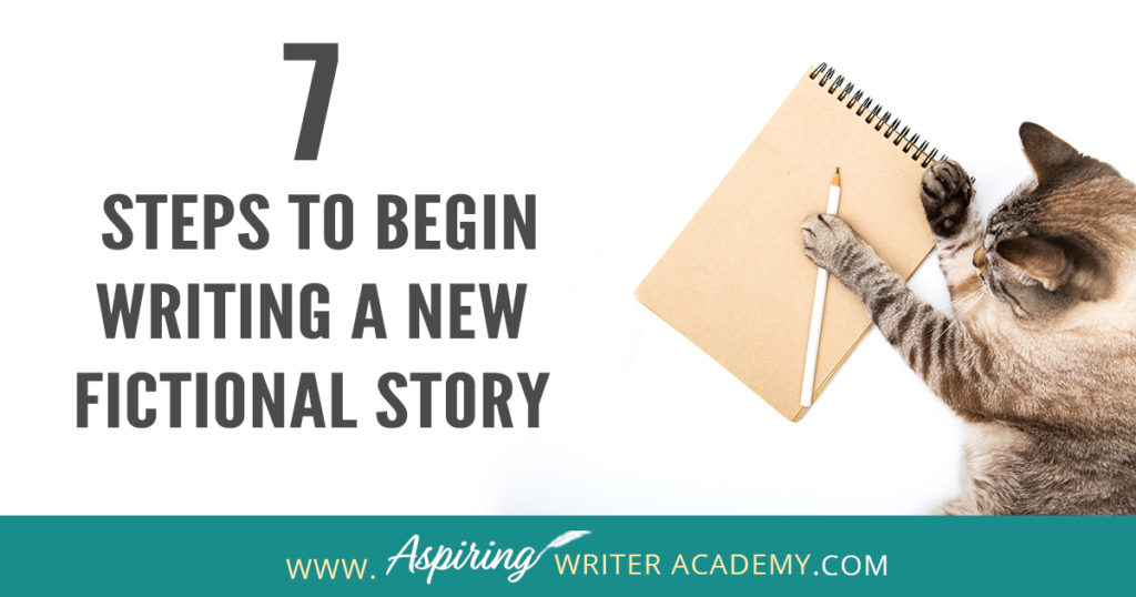 Are you interested in writing a fictional story but do not know where to begin? Do you start with characters, setting, research, or a plot? How do you create deadlines or calculate wordcount? How do you break an idea down into chapters and scenes? How do you set up a working manuscript? Do you wish you could see how a published author prepares to write a new book? Follow along as we discuss the 7 Steps to Begin Writing a New Fictional Story so you can start writing your own story with ease.