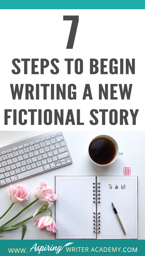 Are you interested in writing a fictional story but do not know where to begin? Do you start with characters, setting, research, or a plot? How do you create deadlines or calculate wordcount? How do you break an idea down into chapters and scenes? How do you set up a working manuscript? Do you wish you could see how a published author prepares to write a new book? Follow along as we discuss the 7 Steps to Begin Writing a New Fictional Story so you can start writing your own story with ease.