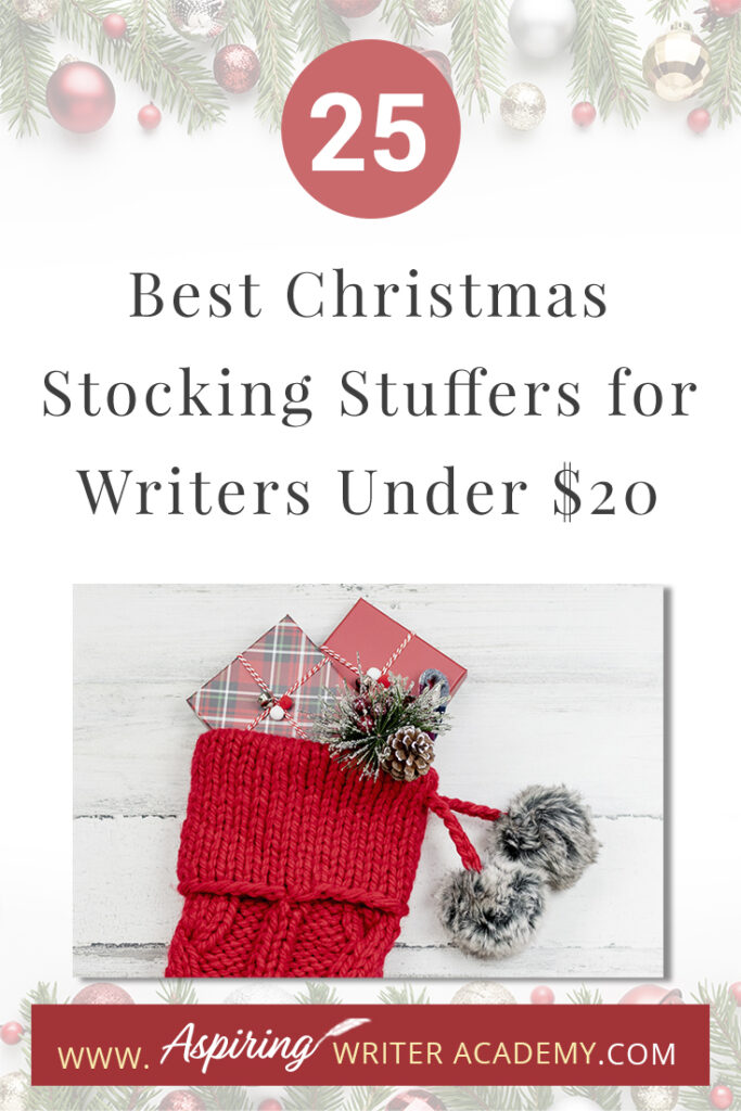 Are you struggling to find fun Christmas stocking stuffers for the writer in your life? If you need ideas and inspiration for gifts while sticking to a budget, you are in luck! We have gathered a list of the 25 Best Christmas Stocking Stuffers for Writers Under $20. We hope that this list can help you get ahead of the holiday season and help you find unique and creative stocking stuffers that a writer, editor, or critique partner will absolutely love.