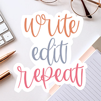 Write Edit Repeat Sticker, Writer Stickers, Nanowrimo, Screenwriter Gift, Writer Gift, Gift for Writers, Book Writer, Author Gift