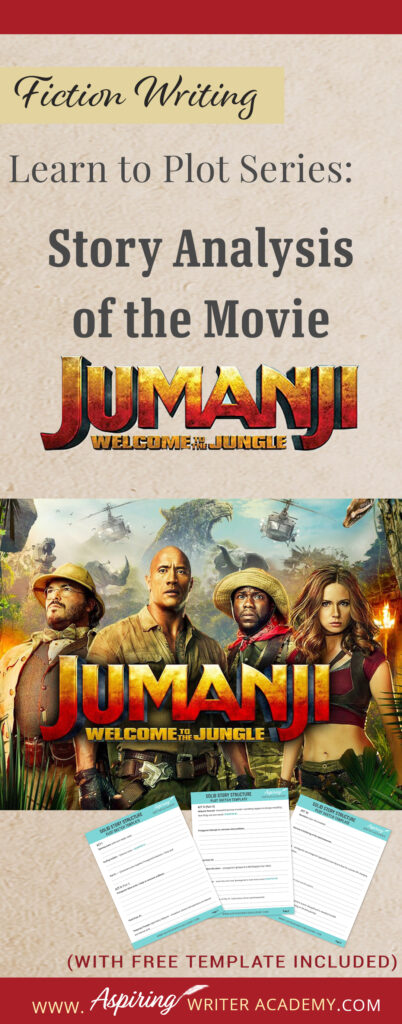 The best way to learn story structure is to analyze good stories. Can you readily identify each plot point in every movie you see or book you read? Or do terms like ‘inciting incident,’ ‘midpoint reversal,’ and ‘black moment’ leave you confused? In our Learn to Plot Fiction Writing Series: Story Analysis of the movie “Jumanji: Welcome to the Jungle” we show you how to recognize each element and provide a Free Plot Template so you can draft satisfying, high-quality stories of your own.