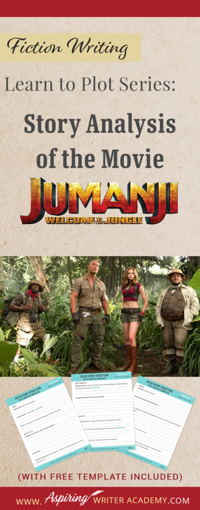 The best way to learn story structure is to analyze good stories. Can you readily identify each plot point in every movie you see or book you read? Or do terms like ‘inciting incident,’ ‘midpoint reversal,’ and ‘black moment’ leave you confused? In our Learn to Plot Fiction Writing Series: Story Analysis of the movie “Jumanji: Welcome to the Jungle” we show you how to recognize each element and provide a Free Plot Template so you can draft satisfying, high-quality stories of your own.