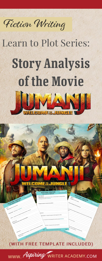 The best way to learn story structure is to analyze good stories. Can you readily identify each plot point in every movie you see or book you read? Or do terms like ‘inciting incident,’ ‘midpoint reversal,’ and ‘black moment’ leave you confused? In our Learn to Plot Fiction Writing Series: Story Analysis of the movie “Jumanji: Welcome to the Jungle” we show you how to recognize each element and provide a Free Plot Template so you can draft satisfying, high-quality stories of your own.