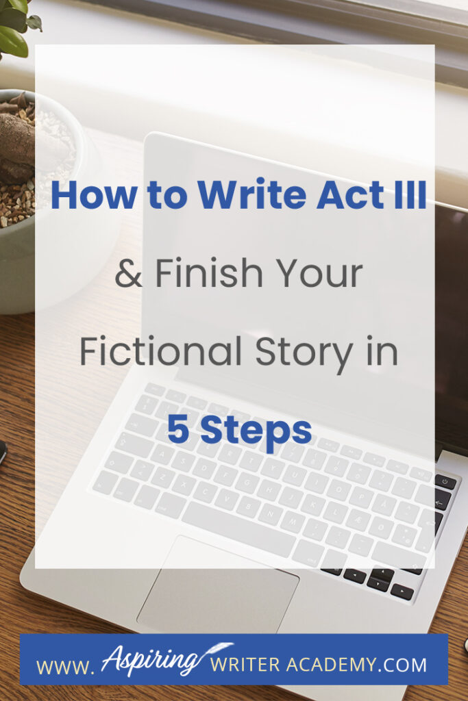 What is included in Act III of a Fictional Novel? In Act III, new information is revealed, prompting the protagonist to make a decision to regather the team or needed resources in preparation for the climax where there will be a face-to-face confrontation with the antagonist or villain, leading to the story resolution. In our post, How to write Act III and Finish Your Fictional Story in 5 Steps, we simplify the entire process and help you bring your story to a satisfying conclusion.