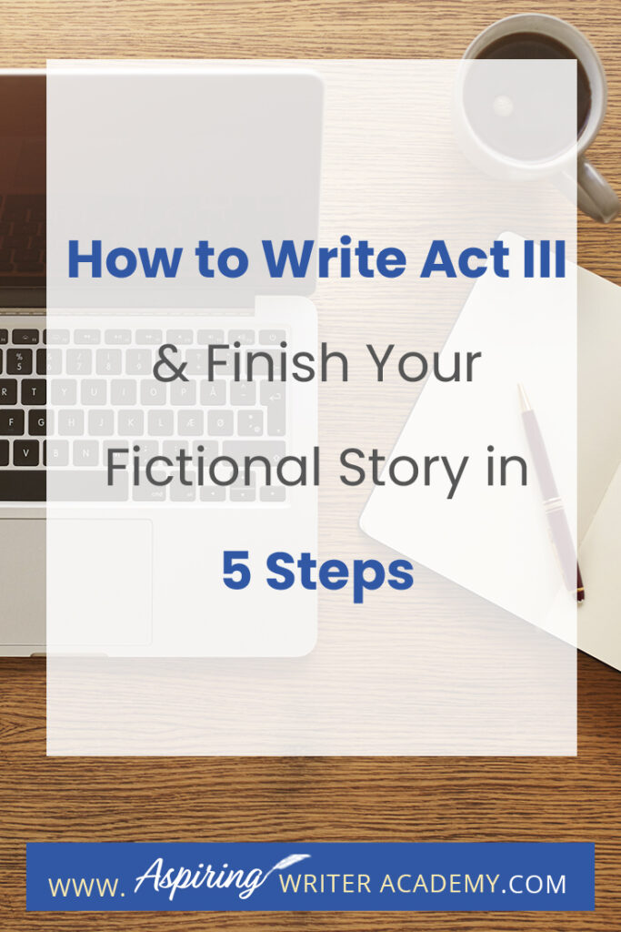 What is included in Act III of a Fictional Novel? In Act III, new information is revealed, prompting the protagonist to make a decision to regather the team or needed resources in preparation for the climax where there will be a face-to-face confrontation with the antagonist or villain, leading to the story resolution. In our post, How to write Act III and Finish Your Fictional Story in 5 Steps, we simplify the entire process and help you bring your story to a satisfying conclusion.