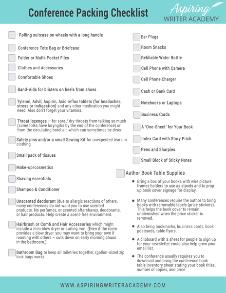 Free PDF Conference Packing Checklist