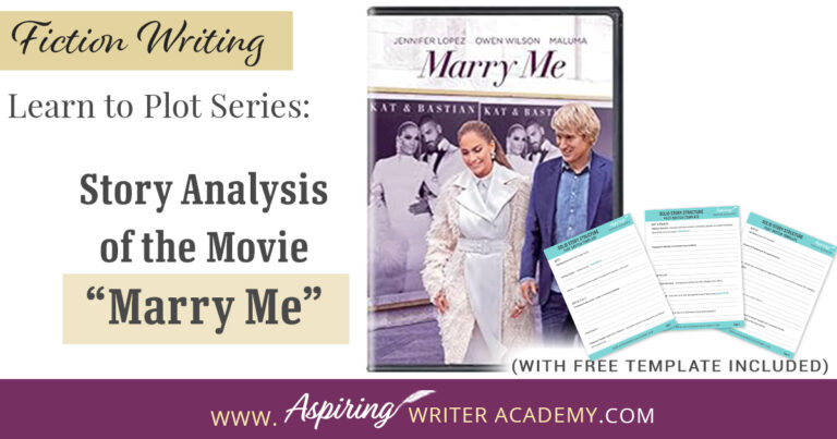 The best way to learn story structure is to analyze good stories. Can you readily identify each plot point in every movie you see or book you read? Or do terms like ‘inciting incident,’ ‘midpoint reversal,’ and ‘black moment’ leave you confused? In our Learn to Plot Fiction Writing Series: Story Analysis of the movie “Marry Me” we show you how to recognize each element and provide a Free Plot Template so you can draft satisfying, high-quality stories of your own.