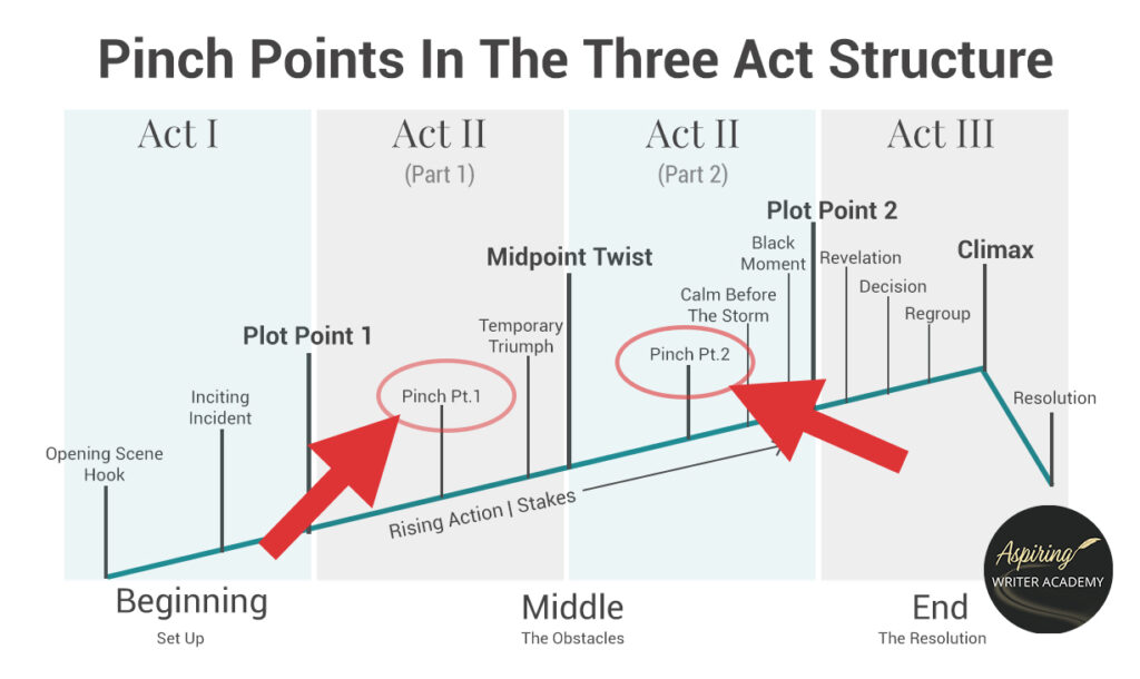 A pinch point is an emotional moment in your fictional novel that serves to pull on the heartstrings of the main character and renew his motivation to pursue his story goal.