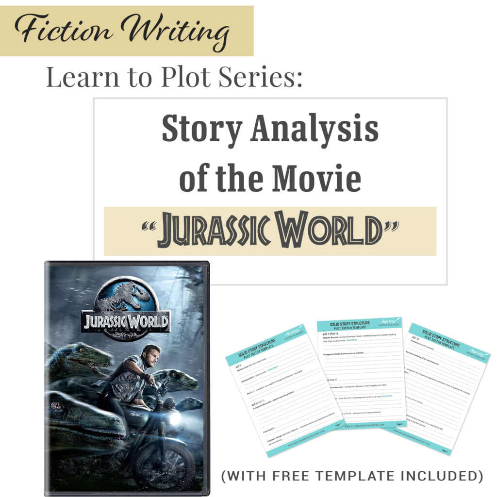 The best way to learn story structure is to analyze good stories. Can you readily identify each plot point in every movie you see or book you read? Or do terms like ‘inciting incident,’ ‘midpoint reversal,’ and ‘black moment’ leave you confused? In our Learn to Plot Fiction Writing Series: Story Analysis of the movie “Jurassic World” we show you how to recognize each element and provide a Free Plot Template so you can draft satisfying, high-quality stories of your own.