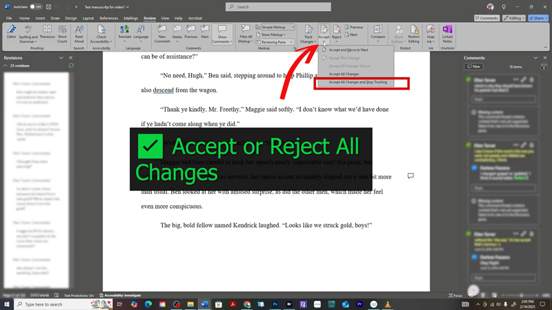 Before you upload to Amazon KDP, don’t forget to remove all tracked changes and comments in Word! This quick guide shows how to clean up your manuscript so your ebook looks polished and professional. #KDPFormatting #SelfPublishingTips #WritingHelp
