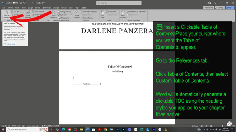 How to Create a Clickable Table of Contents in Microsoft Word for Self-Publishing Your eBook Want your eBook to stand out on Kindle? A clickable Table of Contents is a game-changer for formatting and reader experience. This quick and easy guide walks you through creating one in Microsoft Word, complete with formatting tips to keep your design clean and consistent. Boost your book’s professionalism, meet KDP requirements, and make navigation effortless for your readers—all in just a few simple steps! ✅📲