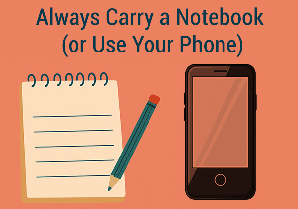 Story ideas don’t always arrive when you're sitting at your desk. That’s why it helps to keep a notebook—or your phone—handy at all times. Jot down random thoughts, snippets of dialogue, or plot ideas when they come to you. Those small notes can add up and make your next writing session even more productive.