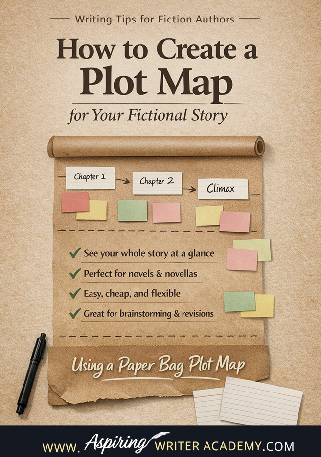 Struggling to plan your story? Learn the fun, visual way to map your plot using a simple paper bag. Track chapters, turning points, and scenes with sticky notes and index cards. Great for writers of all levels. Free template! #PlottingMethod #FictionWriting #StoryStructure #WritingTips #AuthorLife