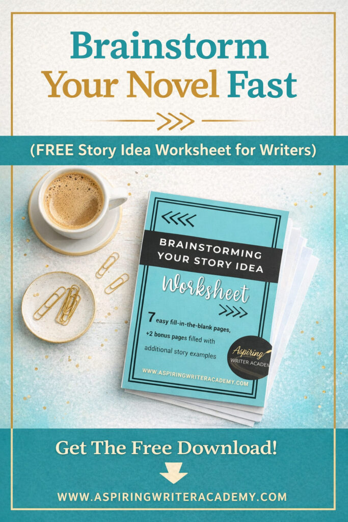 Brainstorm your novel faster with this FREE Story Idea Worksheet for writers! If you’ve ever felt stuck trying to develop your characters, plot, or conflict, this step-by-step fill-in-the-blank template will help you turn your idea into a clear story plan. Perfect for beginner and experienced authors who want to organize their thoughts, build strong story foundations, and finally start writing with confidence. Download it now!