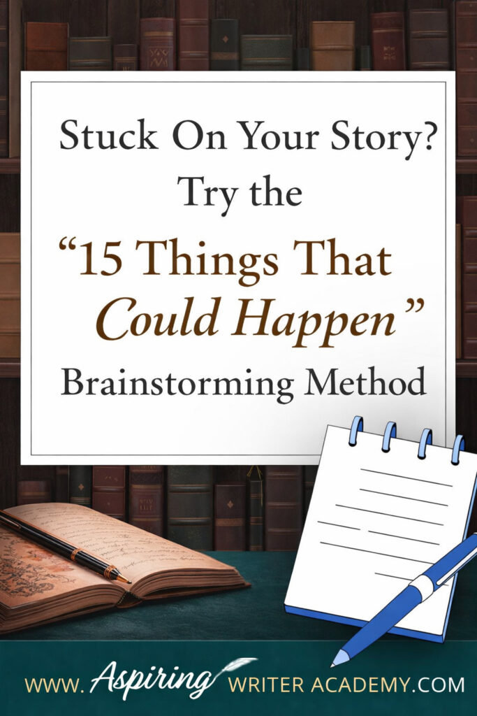 Writer’s block happens to every author. Learn the 15-idea brainstorming trick that helps fiction writers discover new plot possibilities and figure out what happens next in their story.