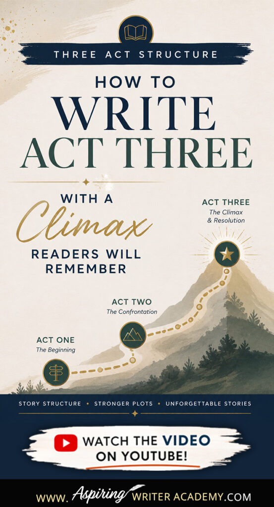 Learn how to write Act 3 of the three act structure with a powerful climax, resolution, and final scene that readers will remember. This step-by-step guide breaks down Act 3 into five clear beats—revelation, decision, climax, resolution, and final image—using movie examples to help you craft a satisfying story ending.